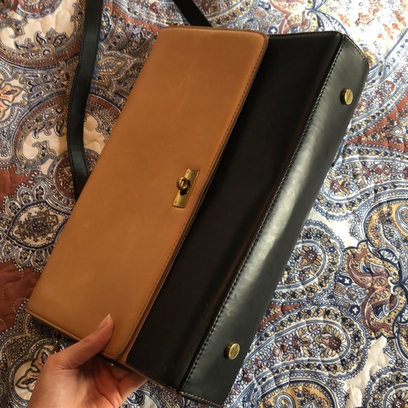 J. Crew bicolor large leather satchel briefcase - Picture 2 of 14